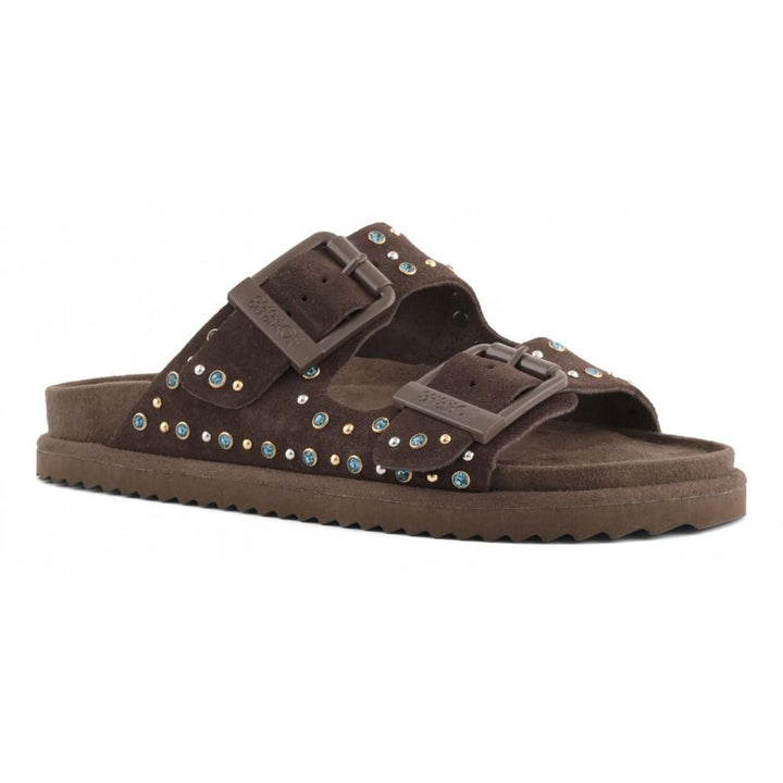 Colors Of California Slofiw Sandalo In Pelle Moka Donna
