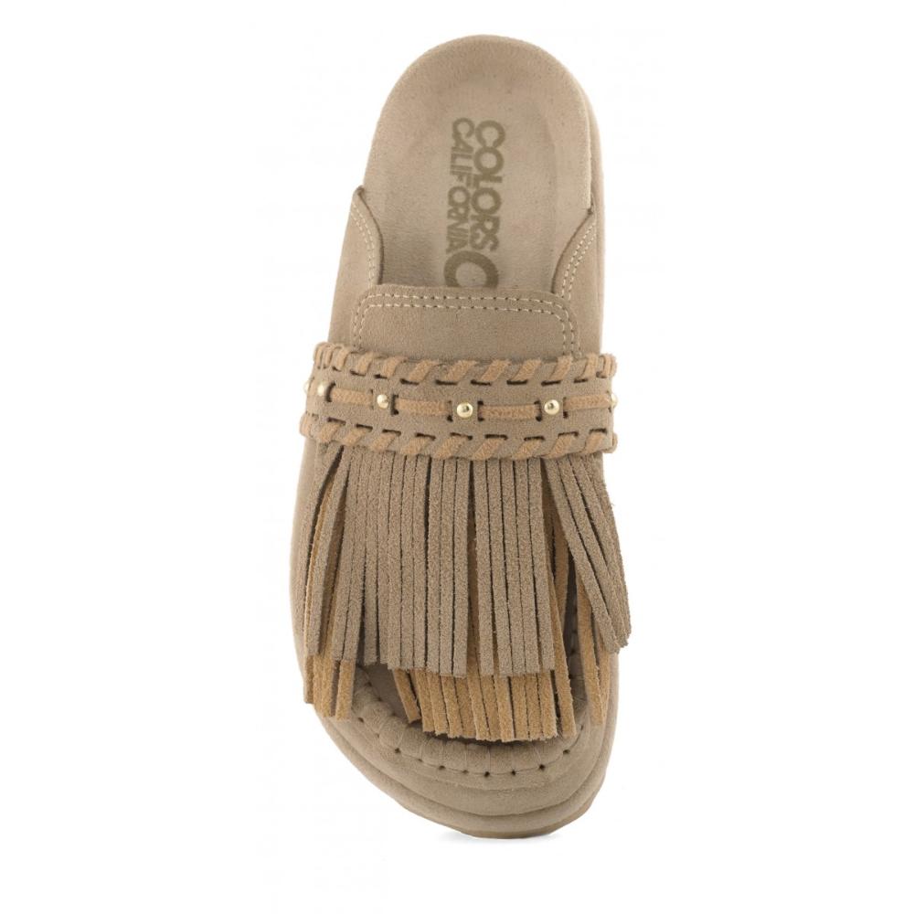 Colors Of California Slofiw Sabot In Pelle Scamosciata Donna Mud