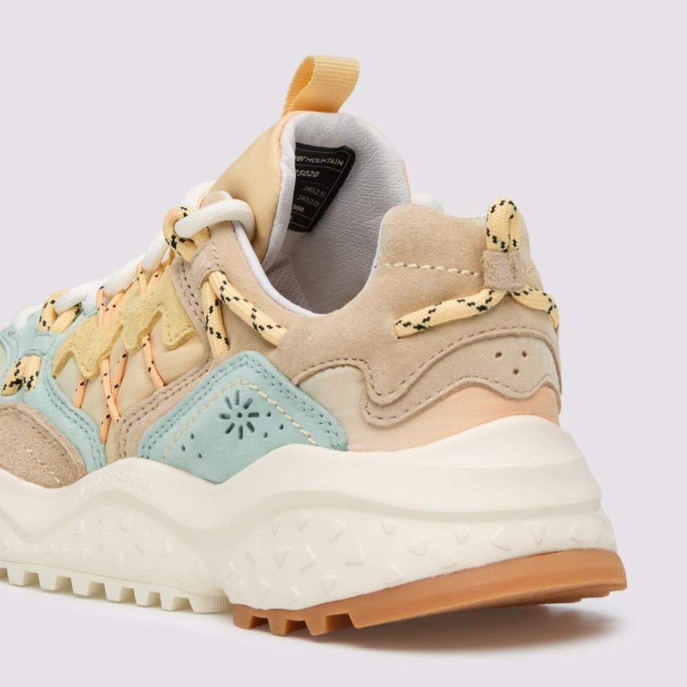 Flower Mountain Yamabushi Sneakers In Suede e Tessuto Verde Chiaro Beige Donna