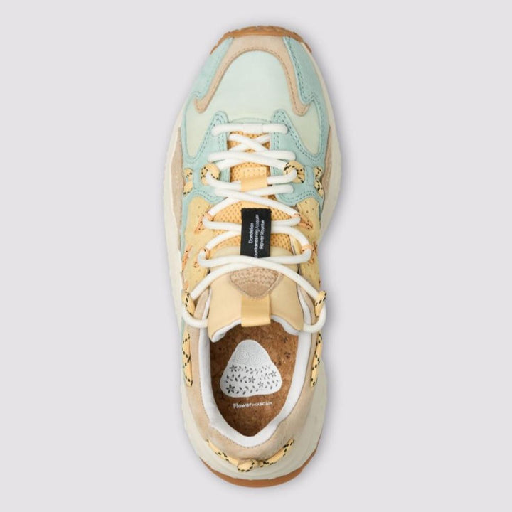 Flower Mountain Yamabushi Sneakers In Suede e Tessuto Verde Chiaro Beige Donna