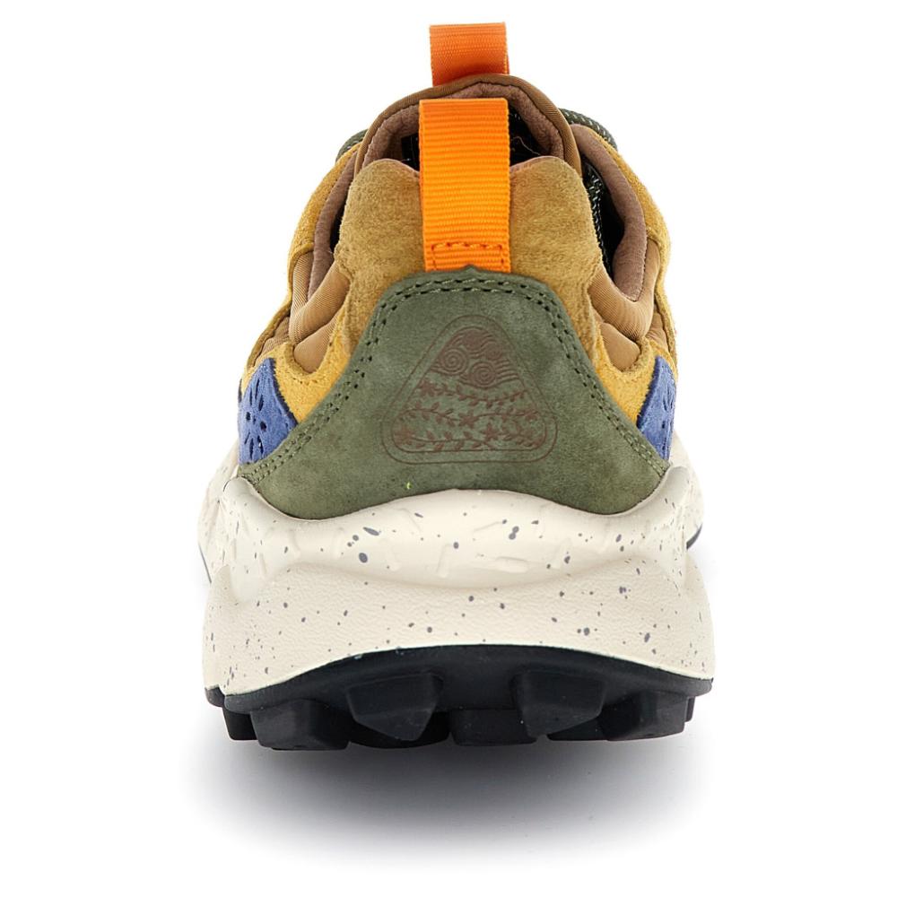 Flower Mountain Yamano 3 Sneakers In Suede Nylon Yellow Kaky Beige Uomo