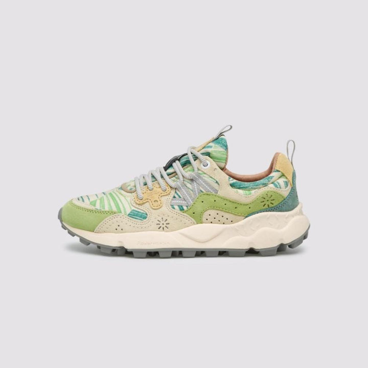 Flower Mountain Yamano 3 Sneakers in Suede e Tessuto Giallo Limone Petrolio