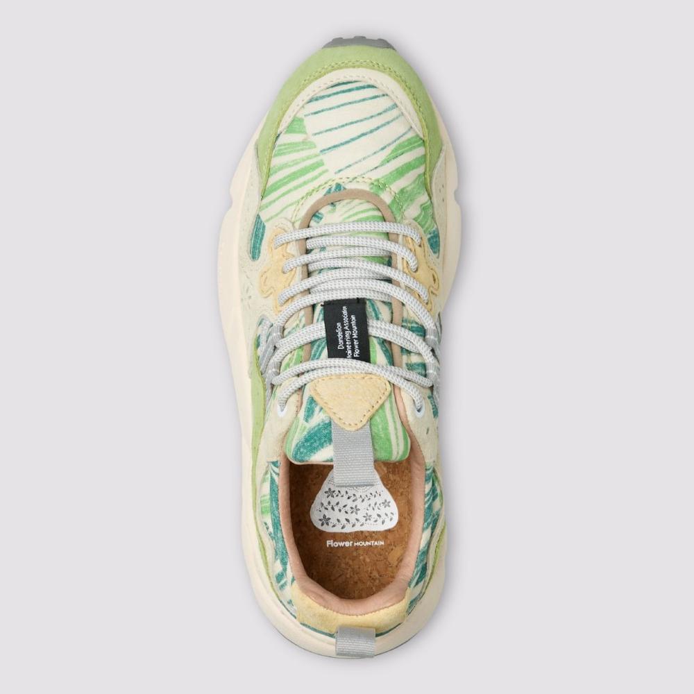 Flower Mountain Yamano 3 Sneakers in Suede e Tessuto Giallo Limone Petrolio