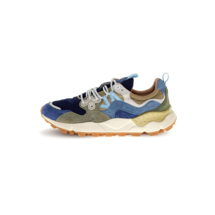 Flower Mountain Yamano 3 Sneakers In Suede Nylon Navy Blue Kaki