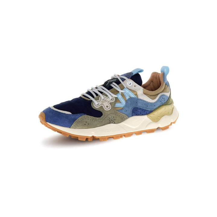 Flower Mountain Yamano 3 Sneakers In Suede Nylon Navy Blue Kaki