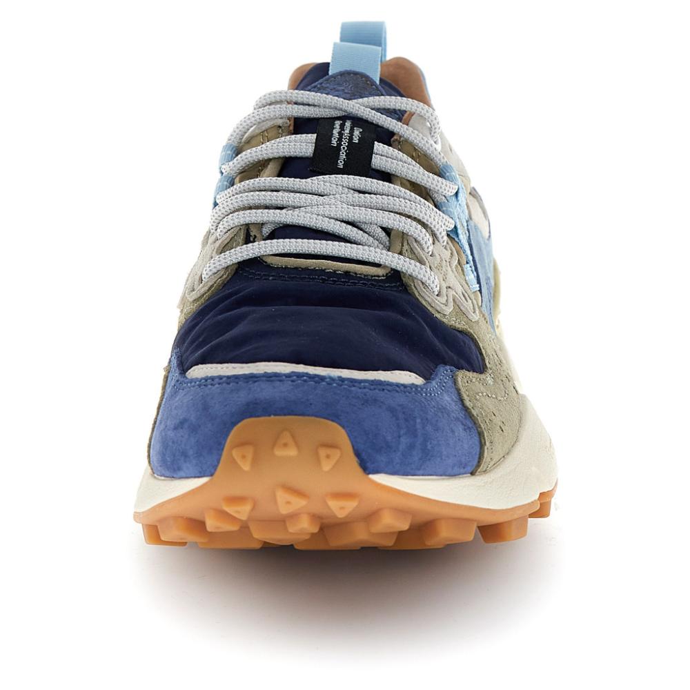 Flower Mountain Yamano 3 Sneakers In Suede Nylon Navy Blue Kaki