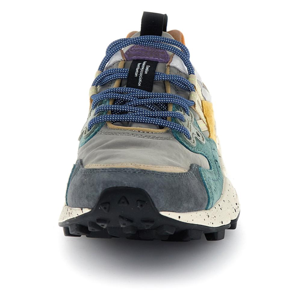 Flower Mountain Yamano 3 Sneakers In Suede Nylon Grey Petrol Zucca Uomo