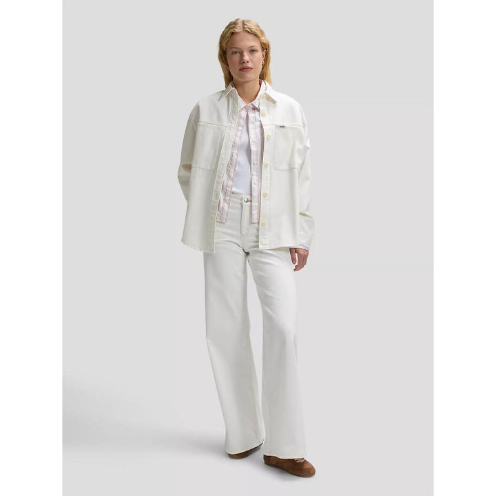 Lee Workwear Relaxed Utility Overshirt Powder White Donna