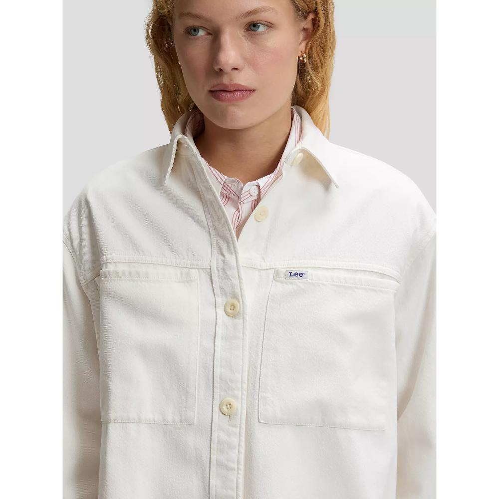 Lee Workwear Relaxed Utility Overshirt Powder White Donna