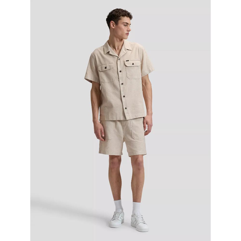 Lee Relaxed Short Sleeve Utility Camp Shirt Wheat Uomo