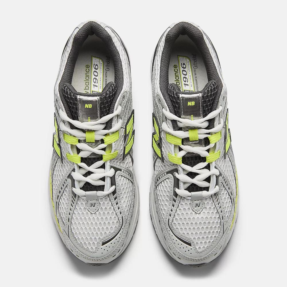 New Balance U1906R Light Silver Metallic con Alkaline Green