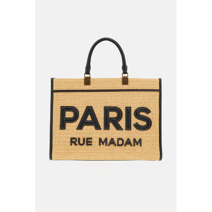 Rue Madam Paris Iconique Tote Straw Black Donna
