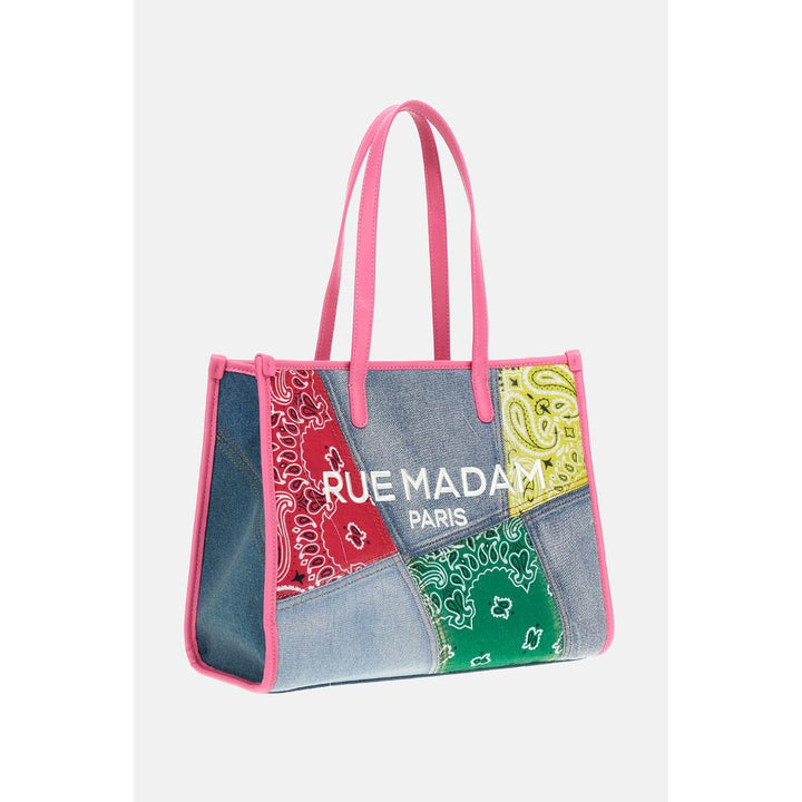 Rue Madam Paris Paisley Shopping Bag Denim Fuchsia