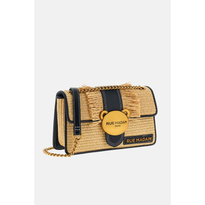 Rue Madam Paris Teddy It Bag Straw Fringes Black Donna
