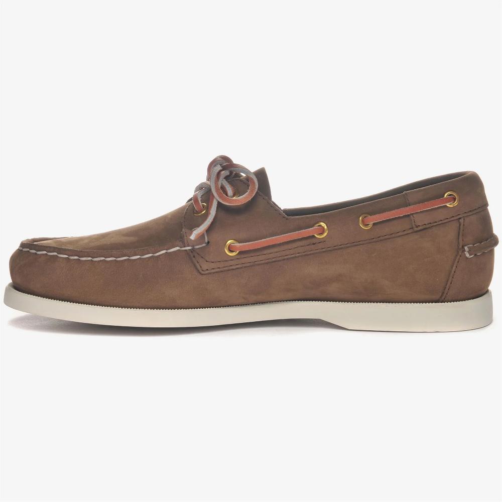 Sebago Docksides Portland Nubuck Mocassini da Barca in Nabuk Brown Dk Yellow Gold Uomo