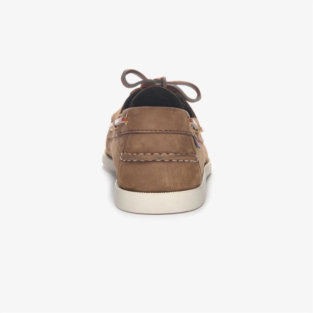Sebago Docksides Portland Nubuck Mocassini da Barca in Nabuk Brown Dk Yellow Gold Uomo
