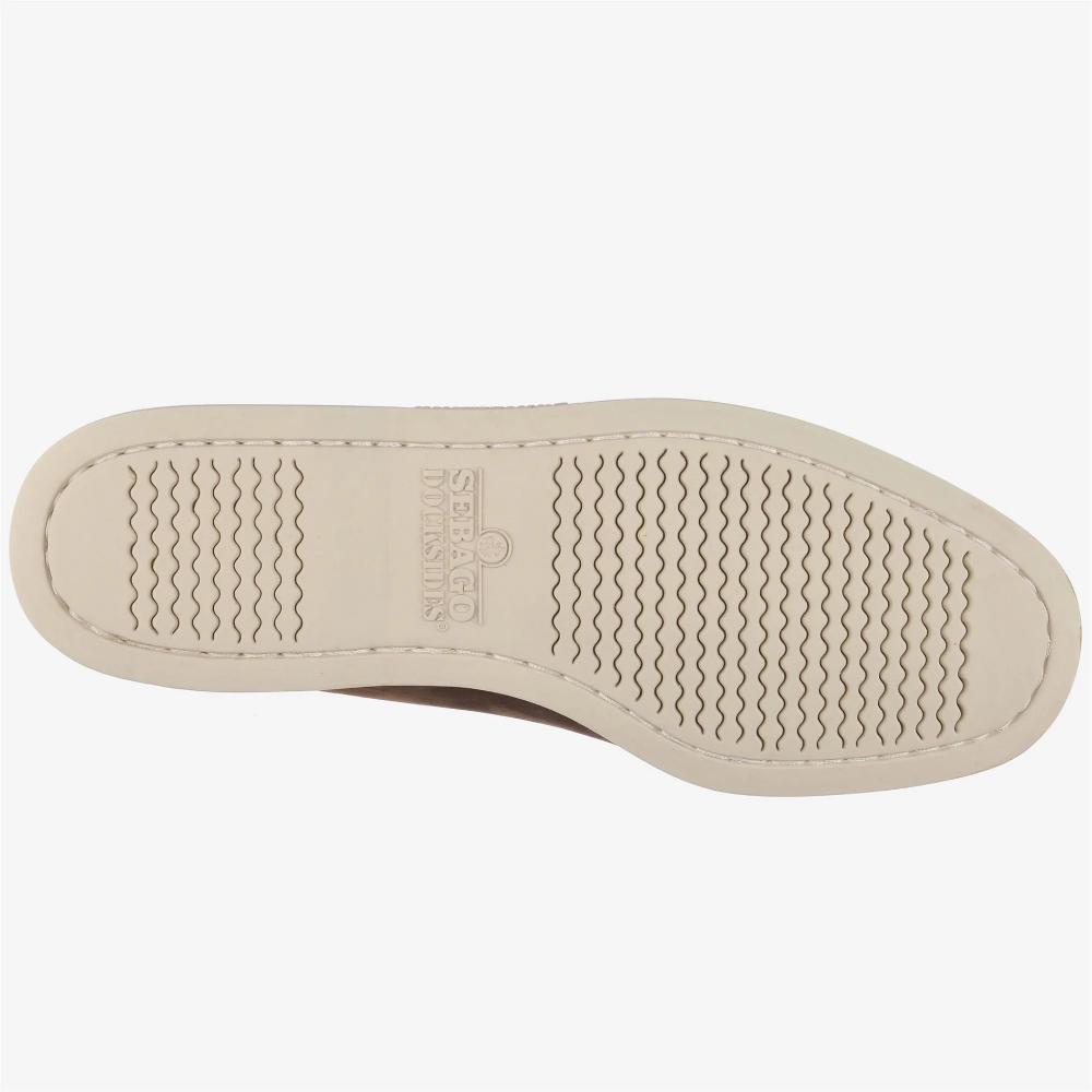 Sebago Docksides Portland Nubuck Mocassini da Barca in Nabuk Brown Dk Yellow Gold Uomo